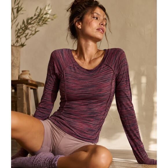 Free People Tops - Free People womens size large purple pink black lose neck tight fit top